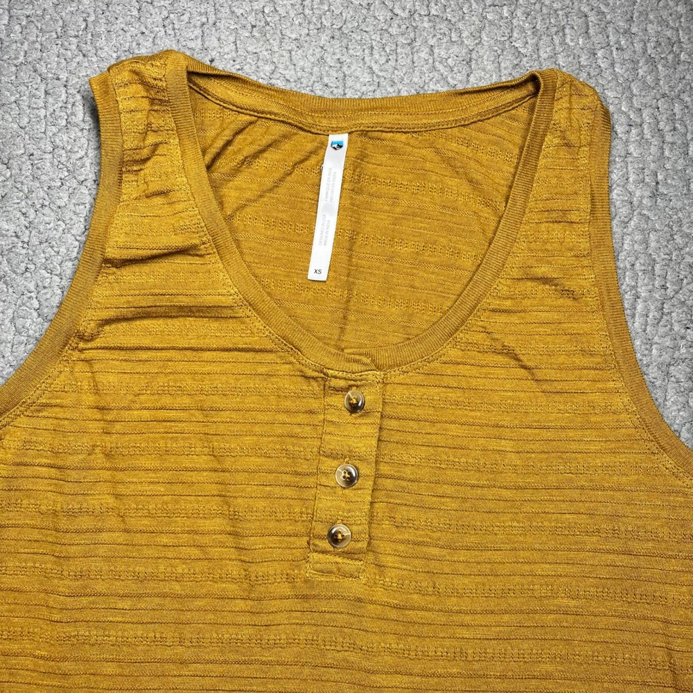 KUHL Henley Tank Women XS Sleeveless Ribbed Mustard Yellow Casual Outdoor - Picture 2 of 9